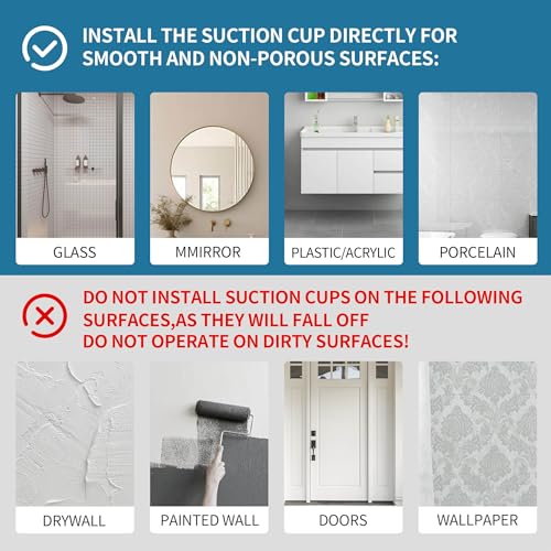 Deluwire Suction Cup Hooks for Shower,2 Packs Towel Holder,Removable Shower Towel Suction Hooks for Bathroom Wall,Kitchen,Glass,Mirror,Tile to Hang Robes,Loofah-Silver(No Rough or Dirty Surfaces.) - Image 2