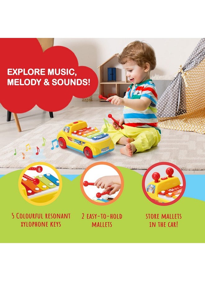 CoolToys Baby Xylophone Musical Car Toy For Toddlers 3 In 1 Educational Boys & Girls 1St Birthday Gift; Developmental Kids Instrument Toy Crawling Toy And Pull Along Walking Toy Fun Lights & Sounds  - Image 2