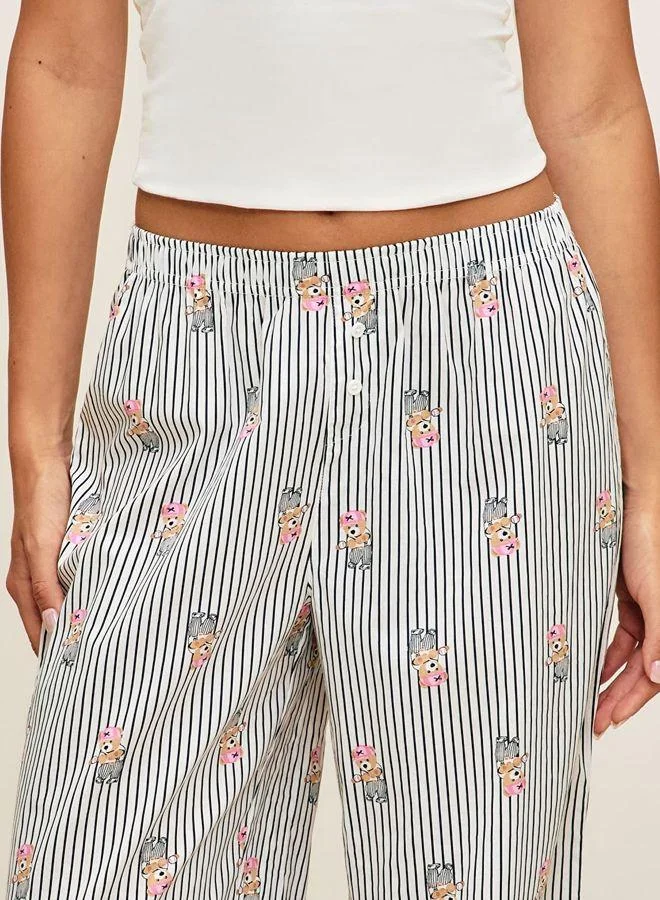 Undiz Striped trousers with bear print