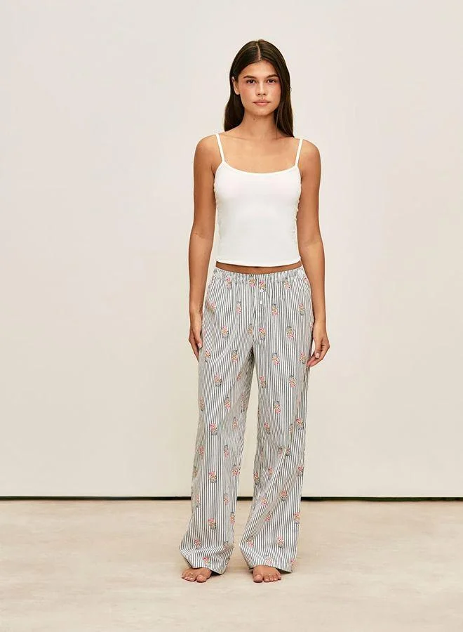 Undiz Striped trousers with bear print