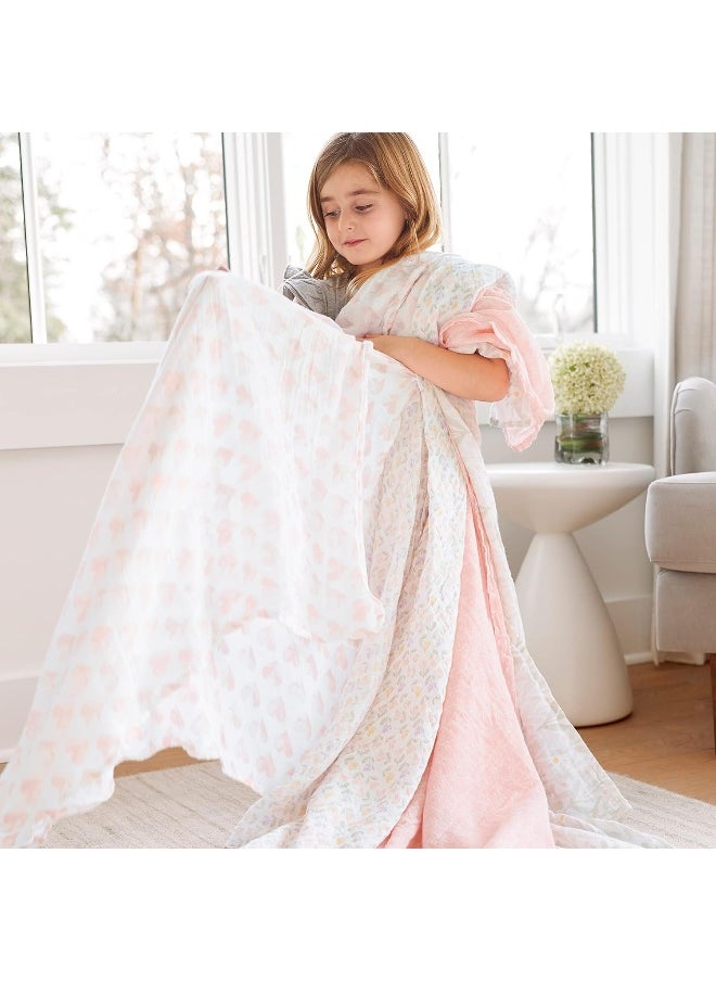 aden + anais aden + anais Swaddle Blanket, Boutique Muslin Blankets for Girls & Boys, Baby Receiving Swaddles, Ideal Newborn & Infant Swaddling Set, Perfect Shower Gifts, 2 Pack, Piece of My Heart  - Image 4