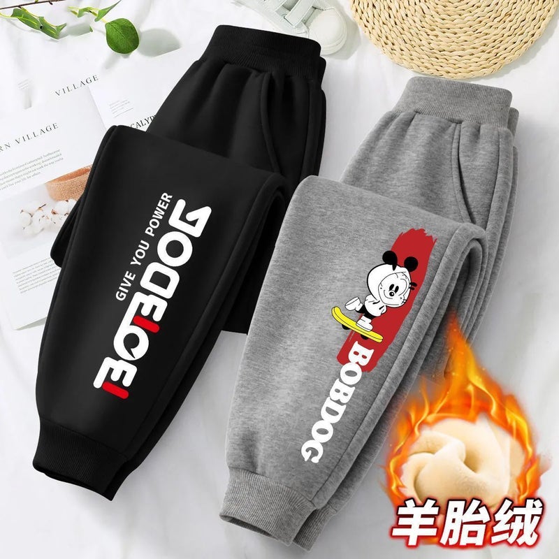 High-Quality Boys' Fleece Pants Winter New Stylish Boys' Sports Long Pants Children'S Winter Thickened Sweatpants - Image 3