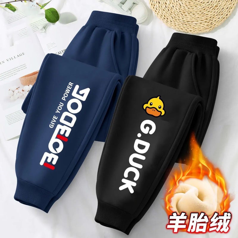 High-Quality Boys' Fleece Pants Winter New Stylish Boys' Sports Long Pants Children'S Winter Thickened Sweatpants - Image 1