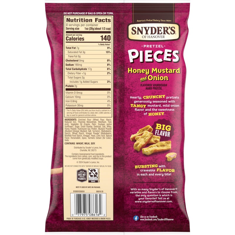 Snyder's of Hanover Pretzel Pieces, Honey Mustard and Onion, 8 oz (Pack of 6) - Image 4