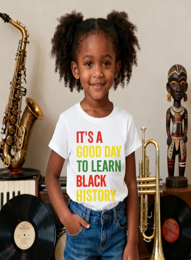 CM C&M WODRO Toddler Boy Girl Black History Month Shirt It's A Good Day to Learn Black History T-Shirt Kid Juneteenth Tee Top (White, 3-4T) - Image 3