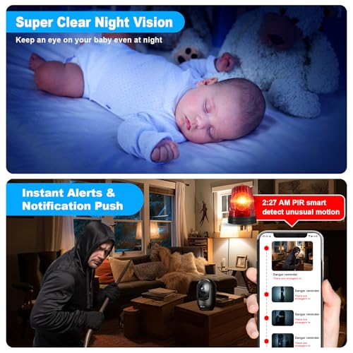 Cloarks 2K Pan/Tilt Security Camera, WiFi Indoor Cameras for Home Security with AI Motion Detection, Pet/Dog/Baby Camera with Phone App, 2-Way Audio, 24/7, Siren, TF/Cloud Storage (Black) - Image 5