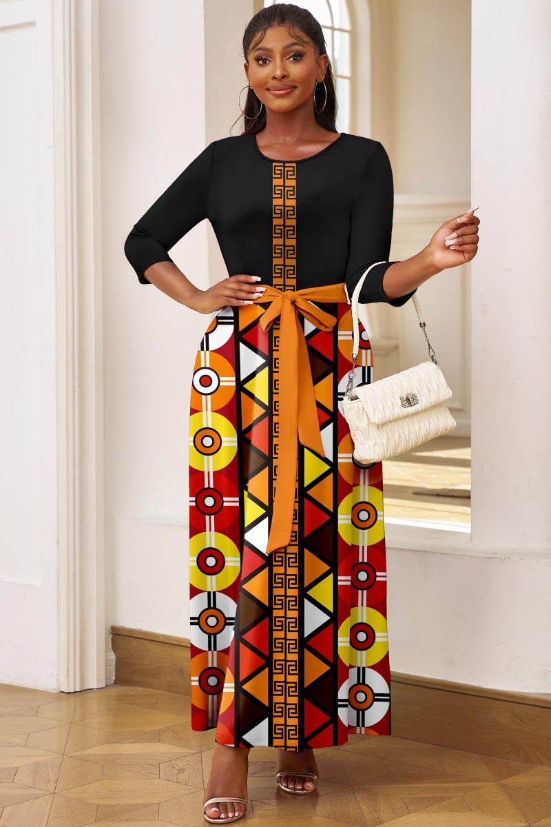 FANDEE African Print Maxi Dresses Plus Size, African Attire for Women for Churchï¼ŒBlack, XL - Image 4