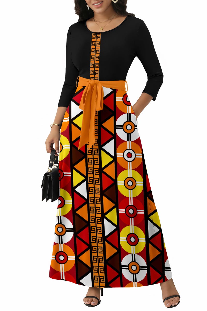 FANDEE African Print Maxi Dresses Plus Size, African Attire for Women for Churchï¼ŒBlack, XL - Image 1