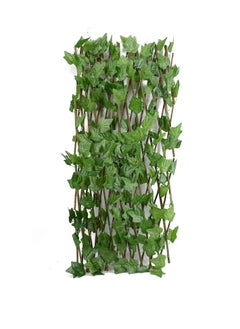DRAMA HOME Expandable Wicker Fence With Faux Plants Green/Brown 70 CM  - Image 1