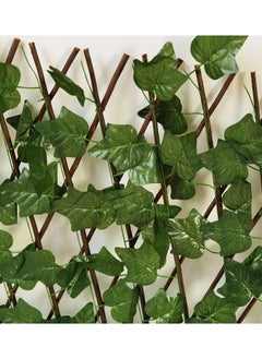 DRAMA HOME Expandable Wicker Fence With Faux Plants Green/Brown 70 CM  - Image 3