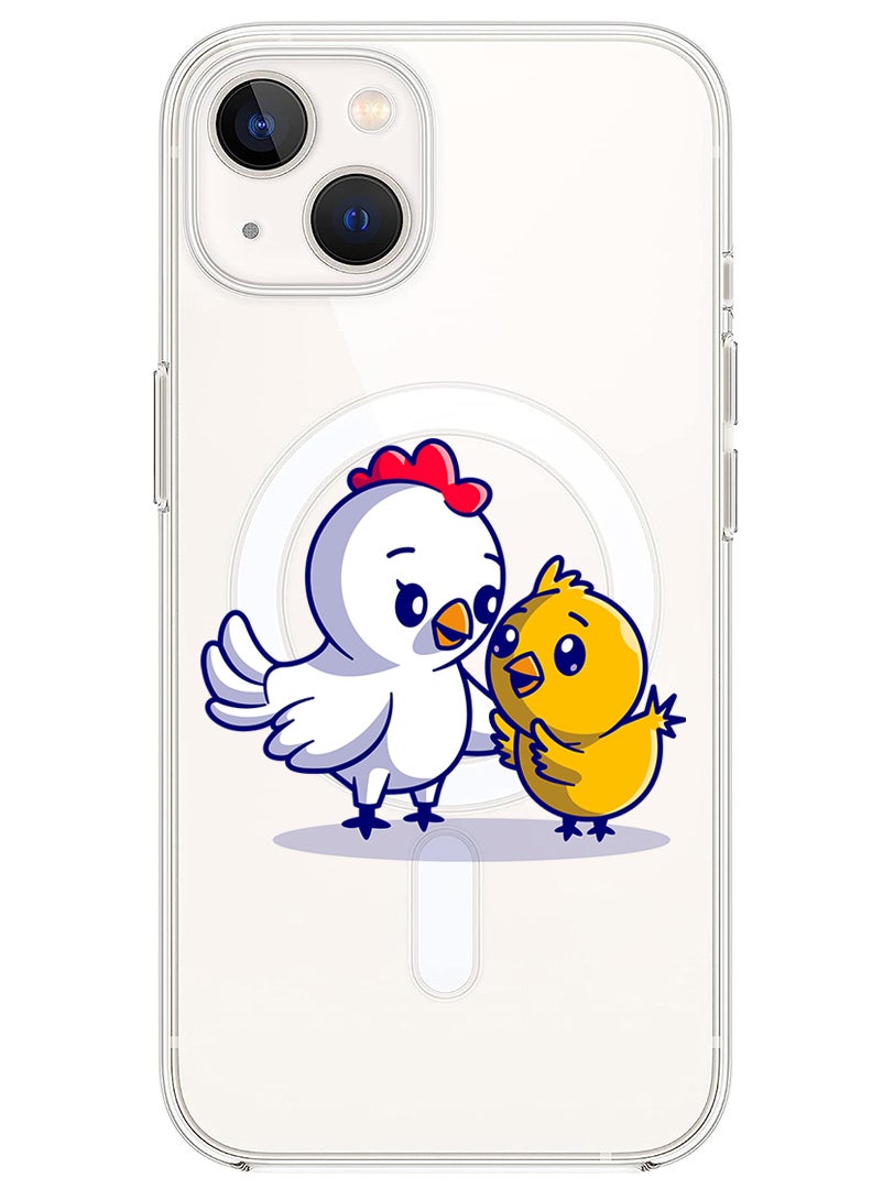 Theodor Magnetic Case for iPhone 13 6.1-inch Compatible with MagSafe Wireless Charging, Shockproof Phone Bumper Cover Chicken & Hen - Image 1