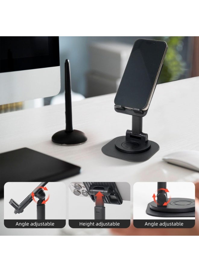 LumiArk 360° Rotating Foldable Phone and Tablet Stand - Universal Desktop Holder with Stable Base, Classic Black - Image 4