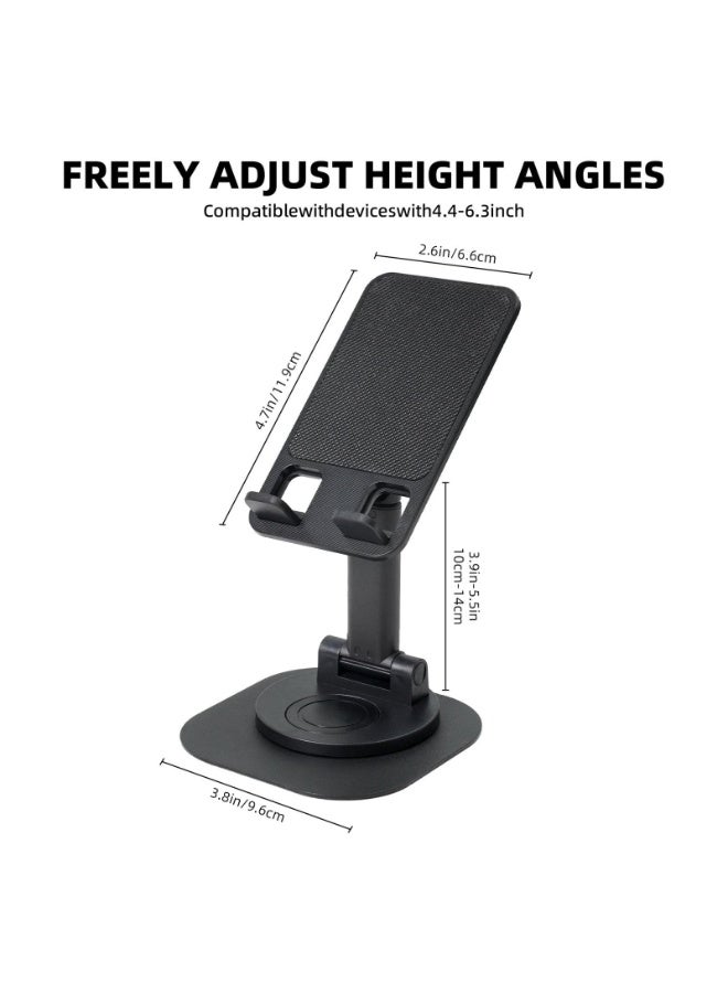LumiArk 360° Rotating Foldable Phone and Tablet Stand - Universal Desktop Holder with Stable Base, Classic Black - Image 2