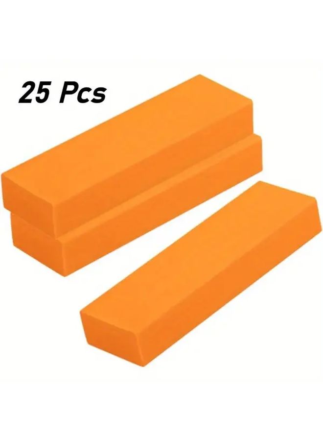 25 PCs Stainless Steel Stovetop Scrubbers Rust Cleaner Orange Rectangular Scouring Pads - Image 1