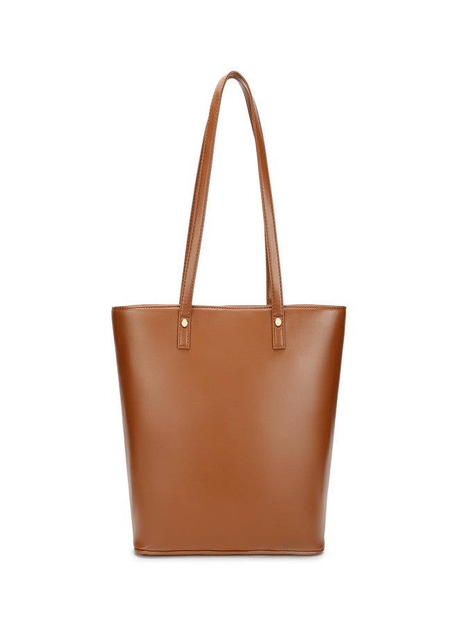 Fastrack Tan Tote Bag for Women | Spacious Everyday Carryall with Zipper Closure & Quick Access Pockets | Sleek Faux Leather Tote for Work, College & Daily Use - Image 2