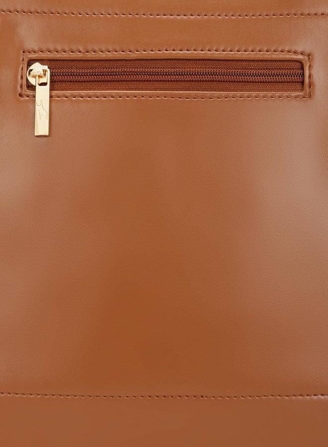 Fastrack Tan Tote Bag for Women | Spacious Everyday Carryall with Zipper Closure & Quick Access Pockets | Sleek Faux Leather Tote for Work, College & Daily Use - Image 5