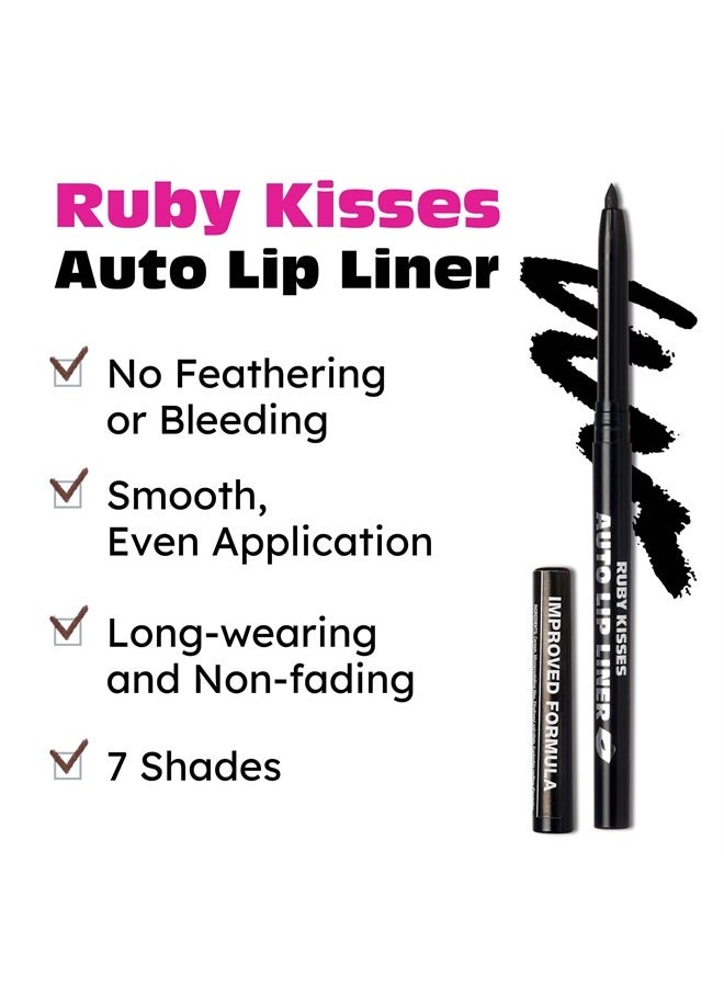 Ruby Kisses Auto Lip Liner Pencil, Long Lasting, Smooth Application Mechanical Lip Liner Pencil 3 PACK (Black) - Image 4
