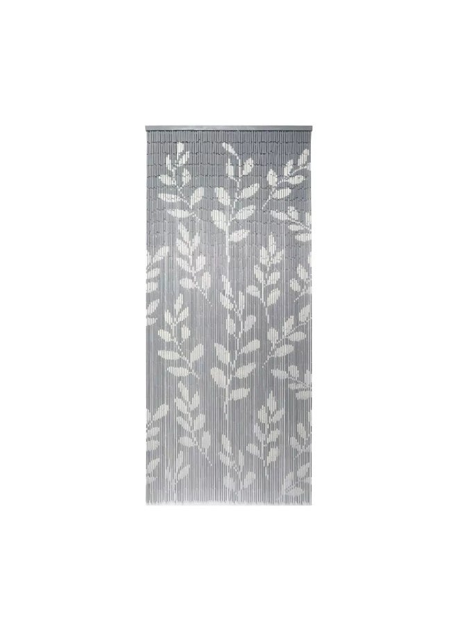 LUANCE Leaf Pattern Bamboo Beaded Door Curtain Grey and White 90 x 200 cm 5502893 - Image 2