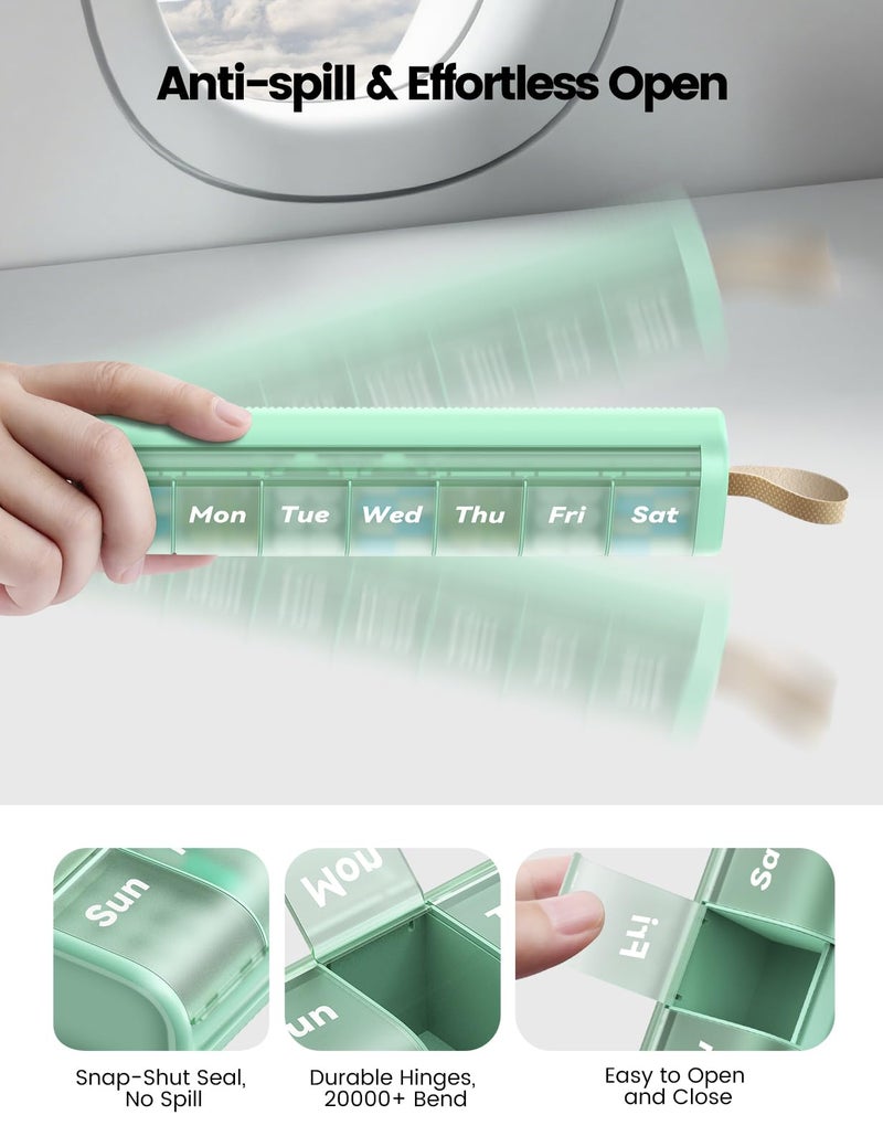 Ideerfit Weekly Medicine Pill Organizer, 7 Day Daily Pill Box Case Travel with Portable Handle, Moisture-Proof Desiccant & Secure Hinges for Vitamins, Medication Supplements - Image 5