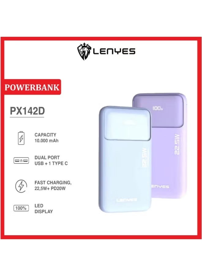 Lenyes 22.5W Fast Charging 10000mAh Power Bank with Built-in USB-C & Lightning Cables, USB-A & USB-C Ports, Multi-Device Portable Charger for Smartphones, Tablets & Everyday Travel – Black - Image 4