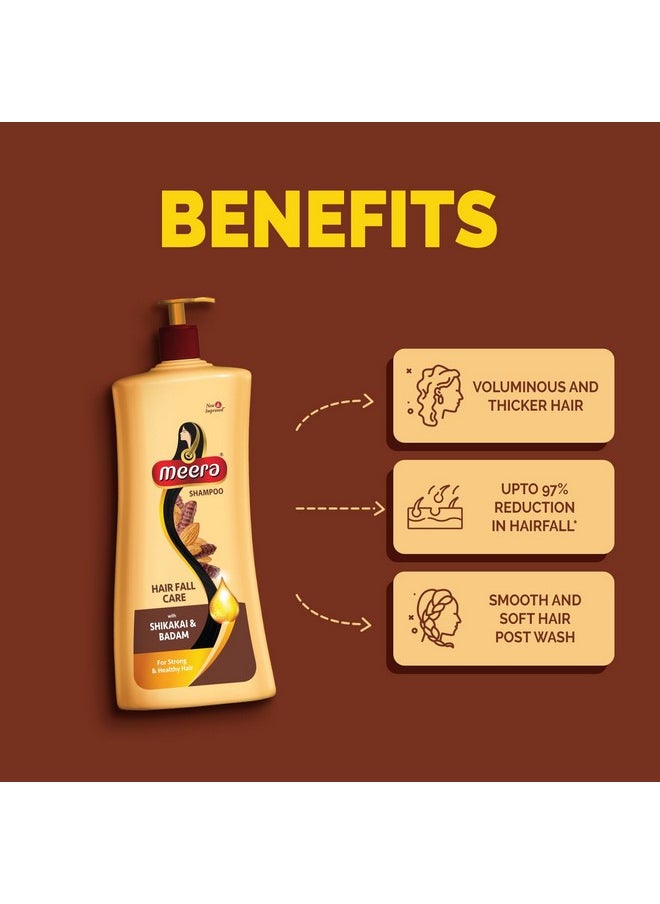 MEERA Hairfall Care Shampoo, Goodness Of Badam & Shikakai, For Strong & Healthy Hair, For Men And Women, Paraben Free, 340Ml  - Image 3