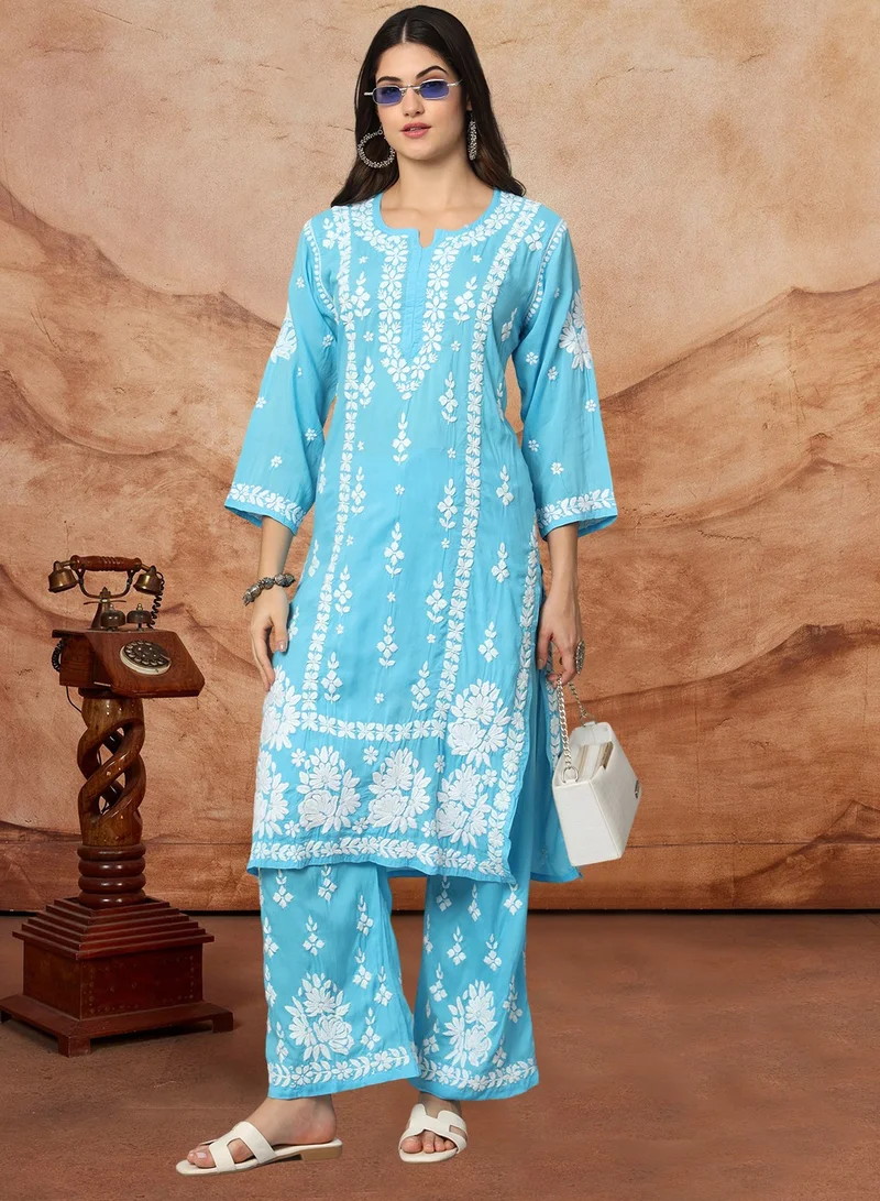 Alaya Women Hand Embroidered Chikankari Modal Kurta set-AL4049KS