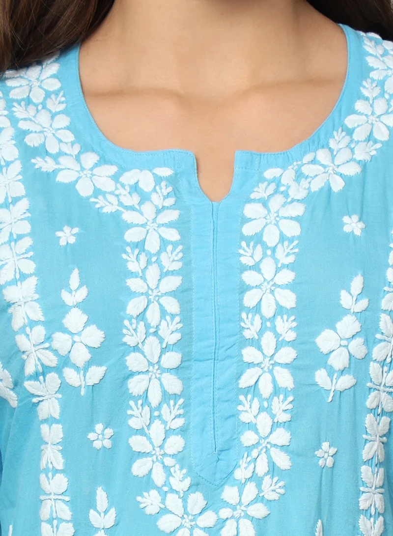 Alaya Women Hand Embroidered Chikankari Modal Kurta set-AL4049KS