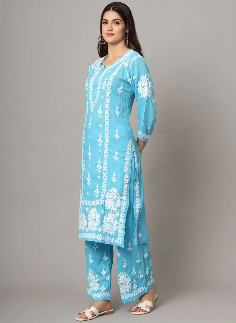 Alaya Women Hand Embroidered Chikankari Modal Kurta set-AL4049KS
