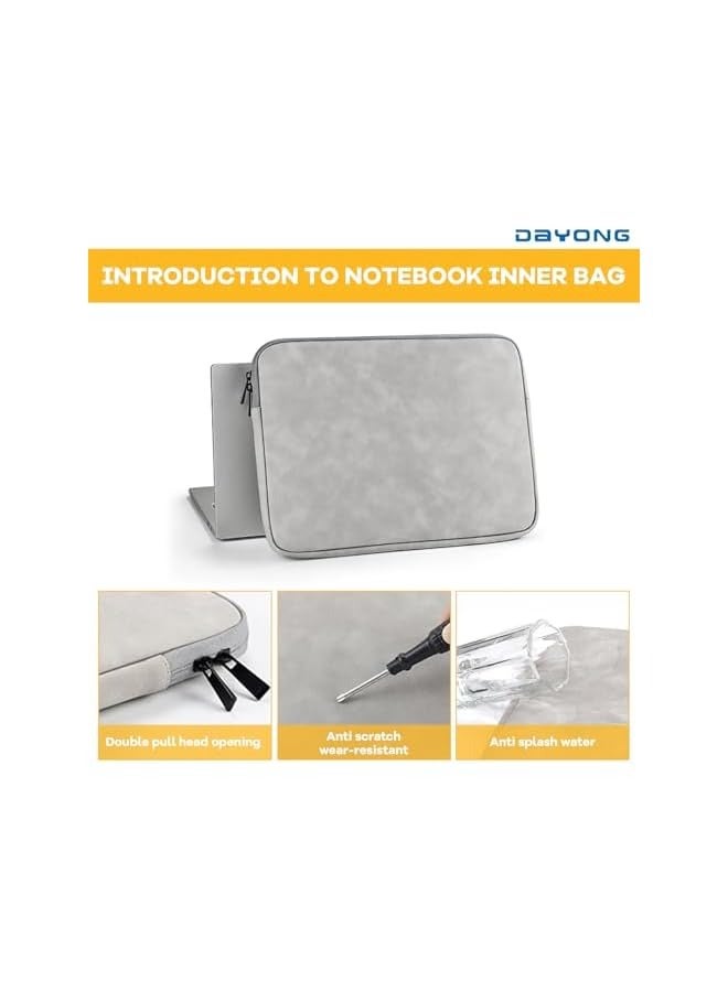دايونغ حقيبة كمبيوتر محمول مقاس 13 بوصة، وغطاء واقٍ مقاس 13 بوصة، وحقيبة كمبيوتر محمولة وملحقات حقيبة كمبيوتر محمول للسفر (رمادي فاتح) - Image 3