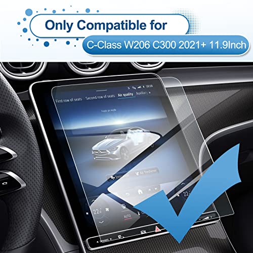 Coleya Mercedes C300 (2022-2026)/GLC300 (2023-2026) Screen Protector for Mercedes 11.9Inch Touchscreen, 9H Tempered Glass 2024 2025 C-Class/GLC-Class/CLE Coupe/SL Accessories HD Transparent 11.9" - Image 2
