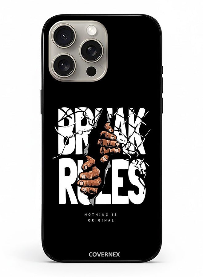 Covernex Apple iPhone 15 Pro Max Protective Case Cover Printed Featuring Break Rules Shattered Text Graphic - Image 2