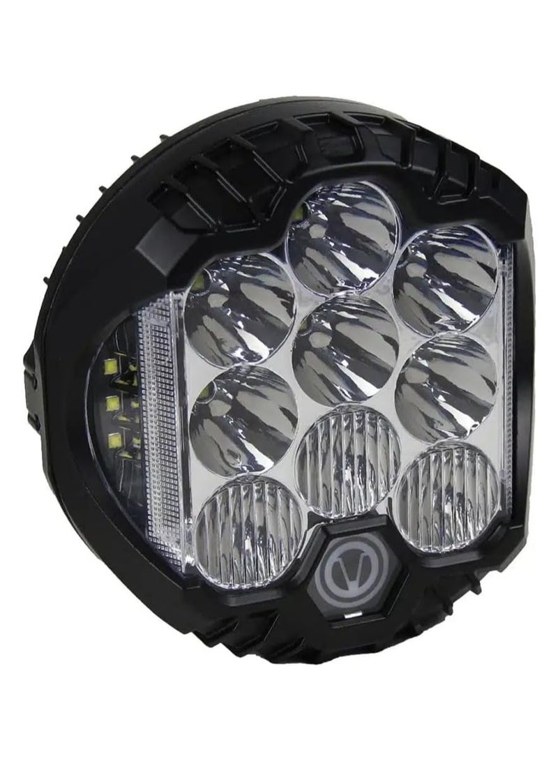 FORCE USA مصباح عمل LED دائري 7 بوصة - شعاع مزدوج أصفر وأبيض للطرق الوعرة، المرآب، الهواء الطلق، البناء، التخييم، إصلاح المركبات - أداة إضاءة متينة ومقاومة للعوامل الجوية