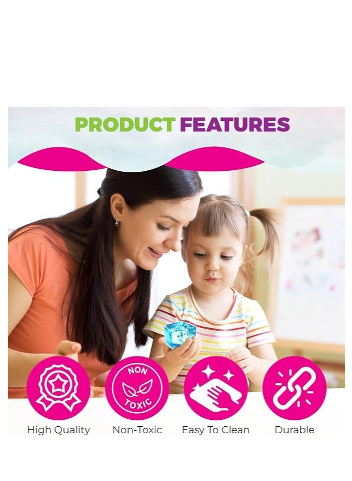 4PCS  Stress Balls Ice Cube with Snowflakes Inside for Your Best Mellow and Chill, Snow Pieces Silent Nice Square Shape Anxiety Sensory Squishy Fidget Toy Slow Rise, Classroom Prizes, Calming Kids Adults - Image 5