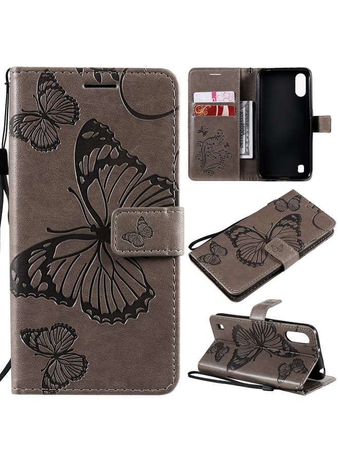 اس-توب جراب لهاتف Samsung Galaxy A01، جراب جلدي أفقي قابل للطي بنقشة فراشات ثلاثية الأبعاد مع حامل وفتحة بطاقة ومحفظة - Image 1