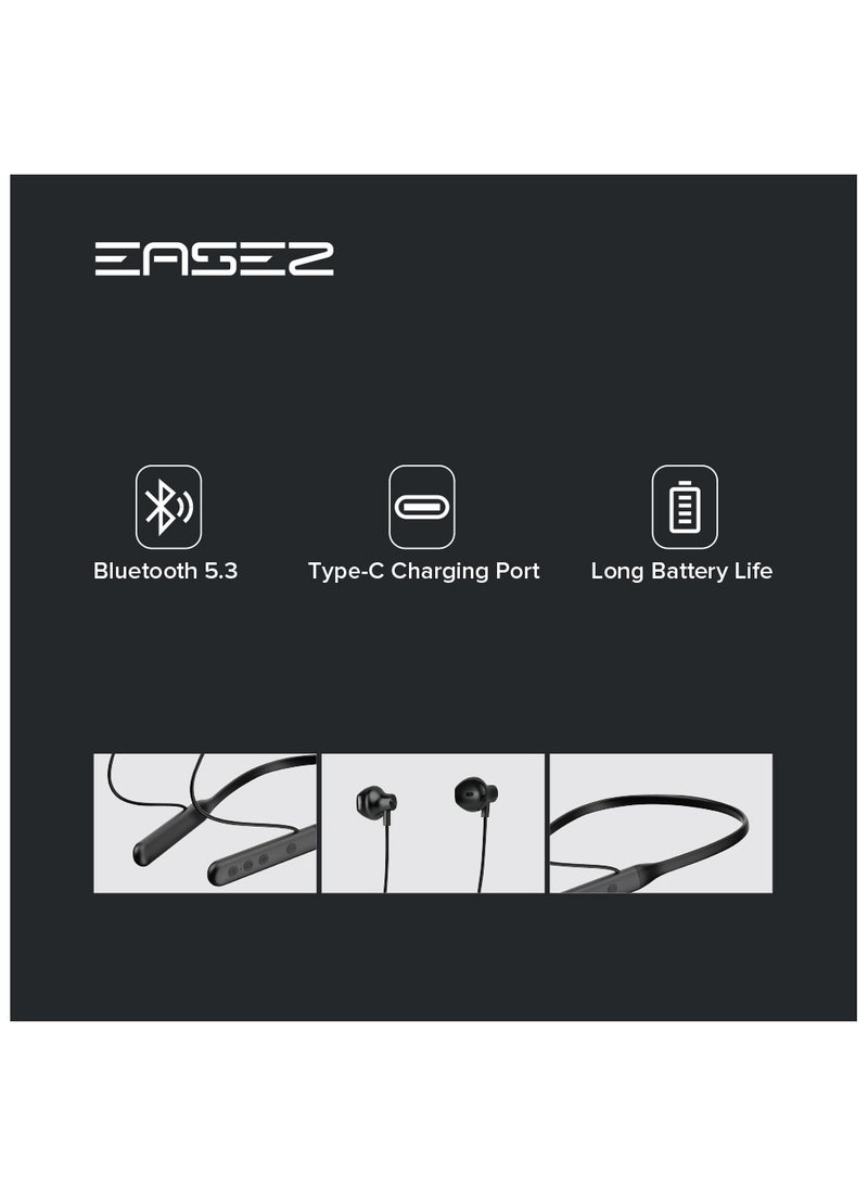 إيزز سوار رقبة رياضي من السيليكون بلوتوث لاسلكي مع وقت تشغيل 20 ساعة، بلوتوث 5.3، شفط مغناطيسي، أسود - Image 3