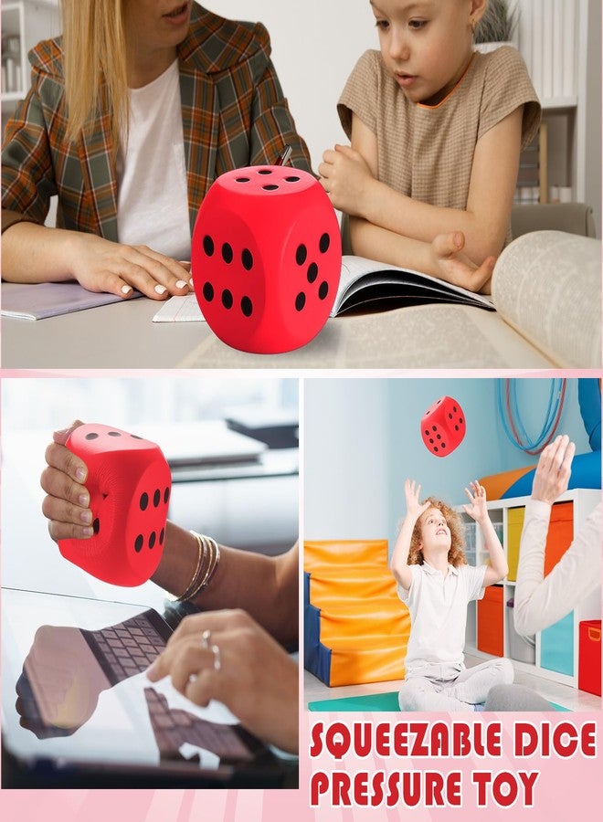 Zomiboo Large 5 Inch Foam Dice, Jumbo 6 Sided Giant Dice for Casino Party & Classroom, Anxiety Stress Relieve Ball Toy Gifts for Adults Kids Board Game to Get Your Lucky Numbers(Red) - Image 5
