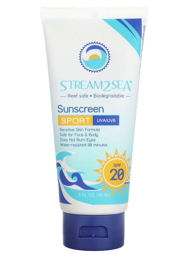 Stream2Sea Sunscreen Sport SPF 20 3 fl oz (90 ml)