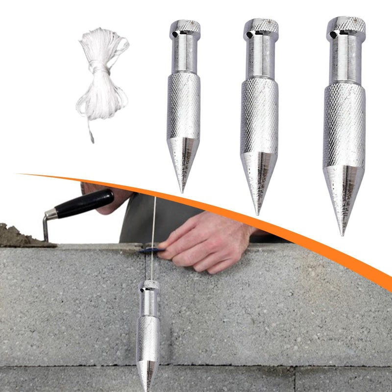 3 Pieces Plumb Bob Plumb Setter Portable Carbon Steel Vertical Measuring Tool Wire Outdoor Carpentry Construction - Image 3