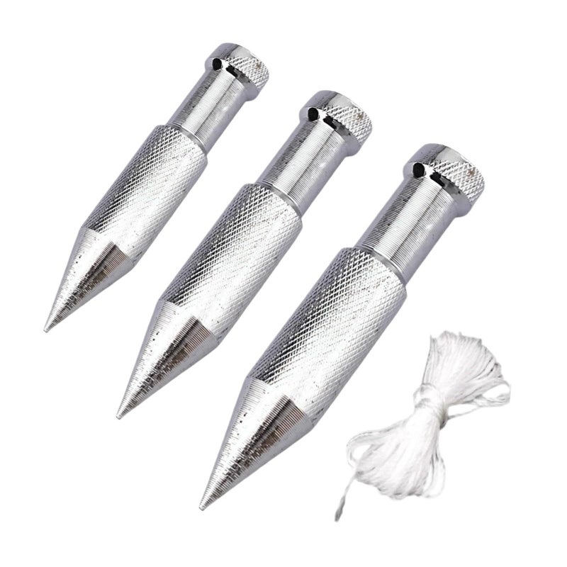 3 Pieces Plumb Bob Plumb Setter Portable Carbon Steel Vertical Measuring Tool Wire Outdoor Carpentry Construction - Image 2