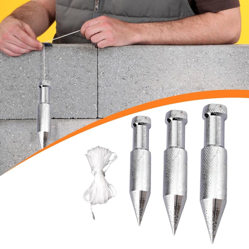 3 Pieces Plumb Bob Plumb Setter Portable Carbon Steel Vertical Measuring Tool Wire Outdoor Carpentry Construction - Image 4