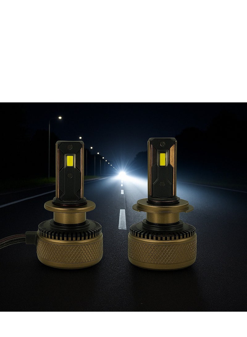 FT200 H1 LED Headlight Bulbs – 200W Super Bright White Light with Smart Cooling System – 2 Pieces, - Image 1