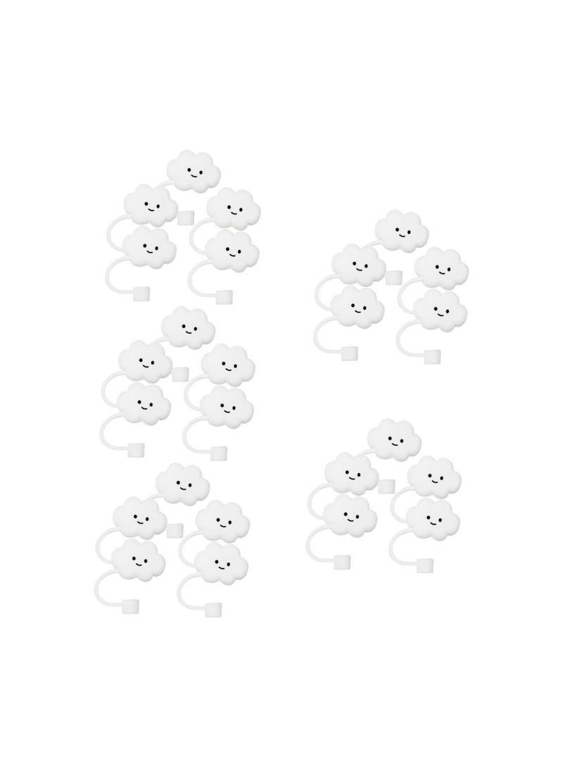 GGOOT 25 pcs Cloud Straw dust Plug White Mugs Metal Water Bottles Childrens Water Bottle Straw Topper Straw Covers for Reusable Straws Reusable Straw Tips Reusable Straw caps Girl - Image 1