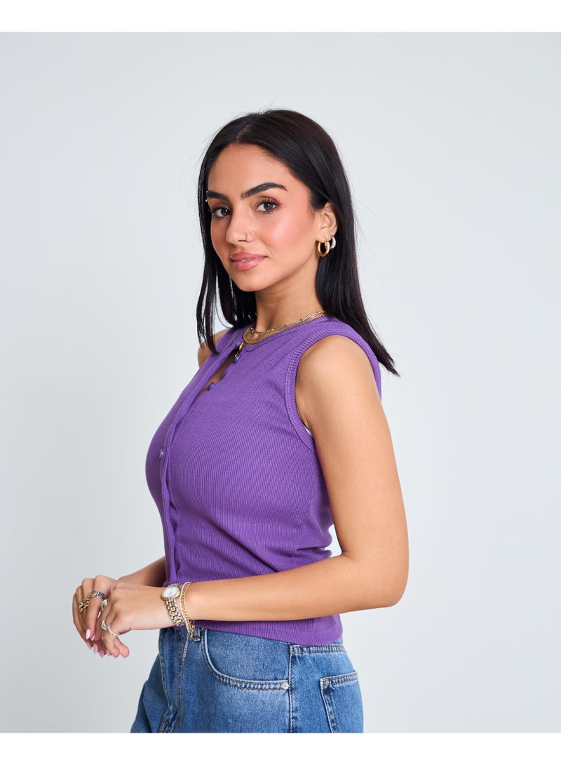 Dresscode Basic Purple Tank Top - Image 2