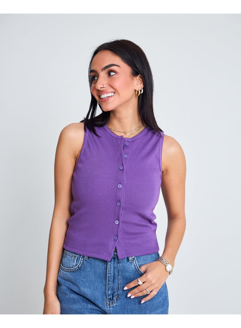 Dresscode Basic Purple Tank Top - Image 4