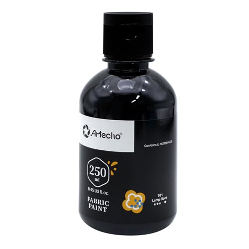 Artecho Black Fabric Paint, 250 ml / 8.45 oz Permanent Clothing Paint for DIY T-Shirts, Tote Bags & Canvas, Washable & Flexible Textile Paint - Image 1