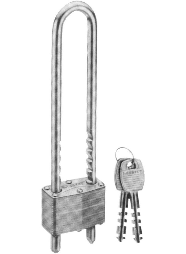 Master Lock Silver Outdoor Laminated Padlock with Keys, Extra Long Extended Adjustable Shackle Lock for Gate, Fence, Shed, or Other Equipment, 517D