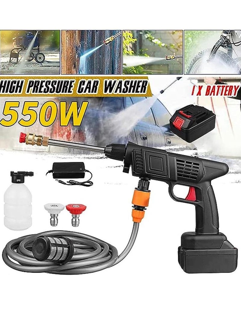 غسالة الضغط اللاسلكي - منظف ضغط كهربائي محمول 50PSI مع بطارية وشاحن غسالة ضغط قابلة لإعادة الشحن 48 فولت 1500 مللي أمبير لغسل السيارات وسقي الزهور وتنظيف الأرضيات - Image 3
