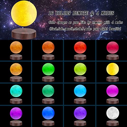 VGAzer Levitating Moon Lamp,Floating and Spinning in Air Freely with 3D Printing Moon Lamp Has 16 Colors Modes with Remote for Unique Gifts,Christmas,Room Decor,Night Light,Office Desk (16 Colors) - Image 2