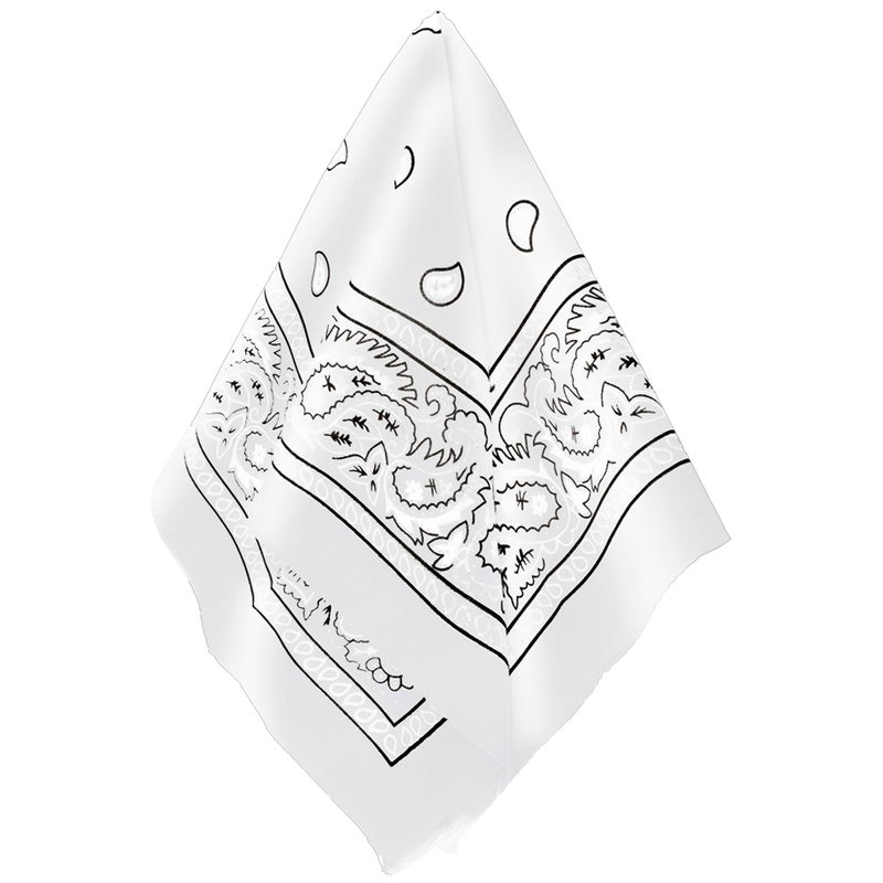 Amscan Classic White Paisley Bandana - 20" x 20" (1 Count) - Perfect for Outdoor Activities, Fashion Accessory, and DIY Projects - Image 4