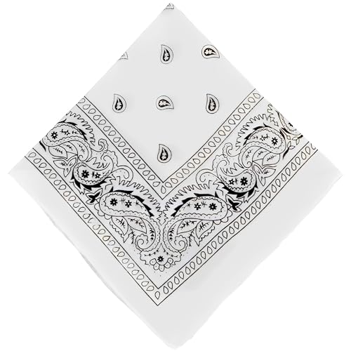 Amscan Classic White Paisley Bandana - 20" x 20" (1 Count) - Perfect for Outdoor Activities, Fashion Accessory, and DIY Projects - Image 2